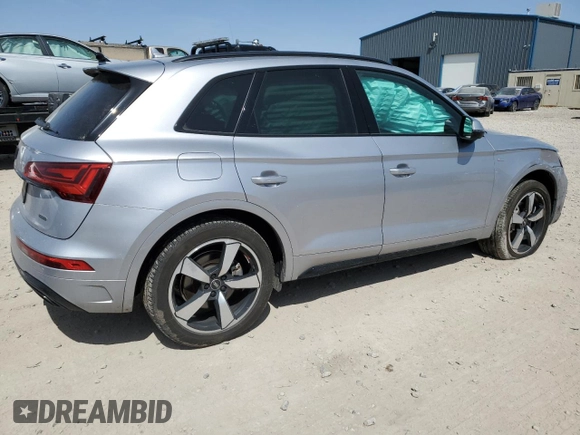 2023 Audi Q5 S line Premium Plus with VIN WA1EAAFY6P2097705, listed as a Copart auction lot 52345055 with 22,894 mi miles and Salvage title. Bid and sale history available at DreamBid. Image 3.