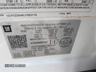 2020 Cadillac XT4 AWD Premium Luxury z VIN 1GYFZDR46LF083118, wystawiony jako IAAI lot #40495567 z przebiegiem 83 224 mil mil oraz . Historia ofert i sprzedaży dostępna na DreamBid. Obrazek 9.