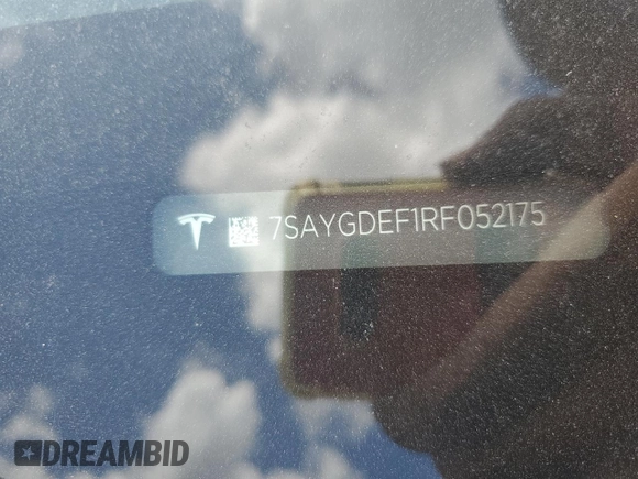 2024 Tesla Model Y Performance with VIN 7SAYGDEF1RF052175, listed as a Copart auction lot 51743895 with 4,869 mi miles and Salvage Title. Bid and sale history available at DreamBid. Image 13.