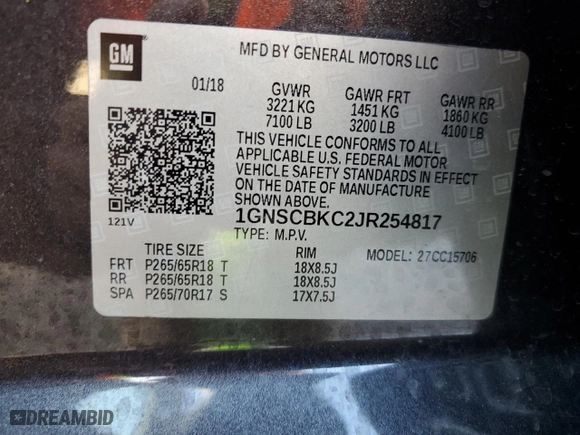 2018 Chevrolet Tahoe LT with VIN 1GNSCBKC2JR254817, listed as a Copart auction lot 85035584 with 67,473 mi miles and Salvage Title. Bid and sale history available at carsss.com. Image 15.