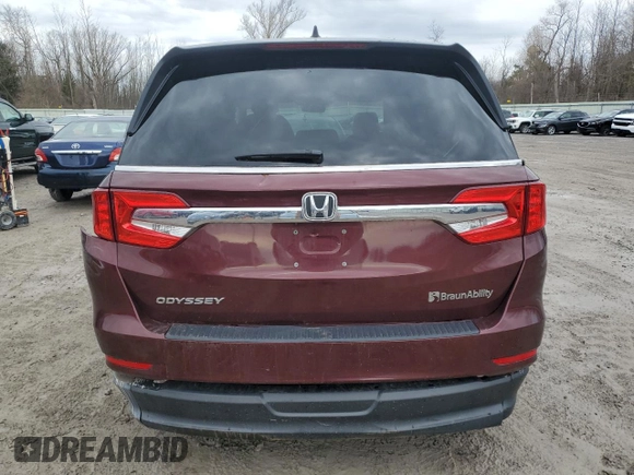 2019 Honda Odyssey EX-L with VIN 5FNRL6H70KB130948, listed as a Copart auction lot 52686395 with 35,632 mi miles and Salvage Title. Bid and sale history available at DreamBid. Image 6.