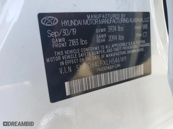 2020 Hyundai Elantra SEL with VIN 5NPD84LFXLH546149, listed as a Copart auction lot 44609215 with 253,028 mi miles and Salvage Title. Bid and sale history available at carsss.com. Image 12.