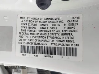 2018 Honda Civic LX with VIN 2HGFC2F59JH576975, listed as a IAAI auction lot 42098020 with 89,791 mi miles and . Bid and sale history available at DreamBid. Image 9.