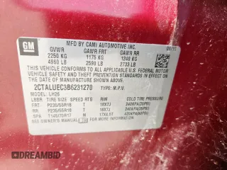 2011 GMC Terrain SLT-1 with VIN 2CTALUEC3B6231270, listed as a Copart auction lot 63195115 with 126,555 mi miles and Clean title. Bid and sale history available at DreamBid. Image 12.