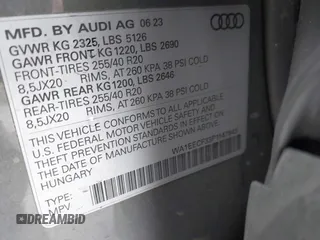 2023 Audi Q3 S line Premium Plus with VIN WA1EECF33P1147843, listed as a IAAI auction lot 41240001 with 22,743 mi miles. Bid and sale history available at carsss.com. Image 9.