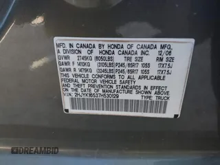 2007 Honda Ridgeline RTL z VIN 2HJYK16537H530129, wystawiony jako IAAI lot #42191209 z przebiegiem 181 686 mil mil oraz . Historia ofert i sprzedaży dostępna na DreamBid. Obrazek 9.