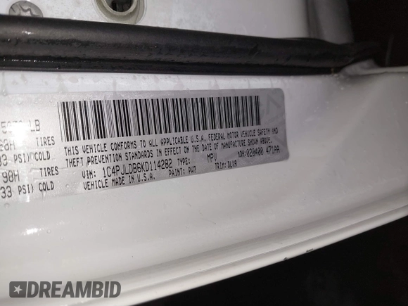 2019 Jeep Cherokee Limited with VIN 1C4PJLDB6KD114282, listed as a IAAI auction lot 41521581 with 111,475 mi miles and . Bid and sale history available at DreamBid. Image 9.