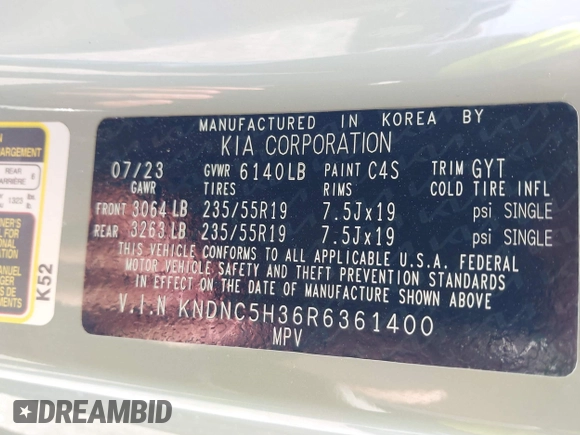 2024 Kia Carnival EX with VIN KNDNC5H36R6361400, listed as a IAAI auction lot 41948484 with 43,594 mi miles. Bid and sale history available at carsss.com. Image 9.