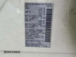 2018 Nissan Rogue SV z VIN 5N1AT2MV4JC789732, wystawiony jako Copart lot #86511094 z przebiegiem 80 628 mil mil oraz Szkoda całkowita • Salvage title. Historia ofert i sprzedaży dostępna na DreamBid. Obrazek 13.
