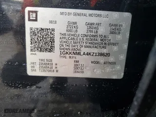 2019 GMC Acadia SLT with VIN 1GKKNMLA4KZ138620, listed as a Copart auction lot 85756294 with 113,666 mi miles and Salvage Title. Bid and sale history available at carsss.com. Image 13.