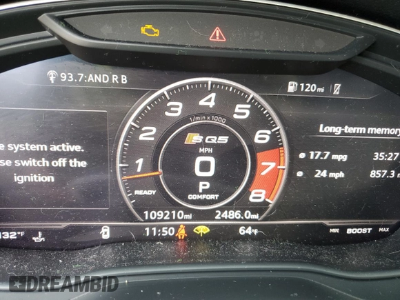 2018 Audi SQ5 Prestige с VIN WA1C4AFY5J2215054, выставлен на аукционе Copart как лот 53513465 с пробегом 109 210 миль миль и Списание • Salvage title. История ставок и продаж доступна на DreamBid. Изображение 9.