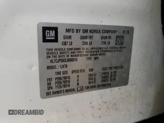 2020 Chevrolet Trax LT с VIN KL7CJPSB3LB006916, выставлен на аукционе Copart как лот 57509005 с пробегом 47 845 миль миль и На запчасти • Non repairable. История ставок и продаж доступна на DreamBid. Изображение 12.