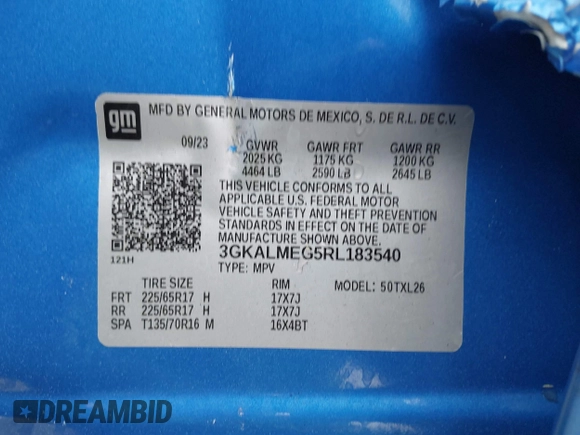 2024 GMC Terrain SLE with VIN 3GKALMEG5RL183540, listed as a IAAI auction lot 41499548 with 23,618 mi miles and . Bid and sale history available at DreamBid. Image 9.