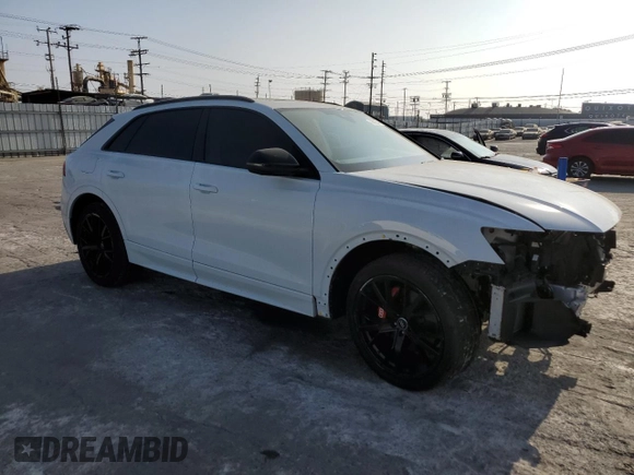 2023 Audi Q8 Premium Plus with VIN WA1BVBF18PD013694, listed as a Copart auction lot 76397744 with 16,763 mi miles and Salvage title. Bid and sale history available at DreamBid. Image 4.