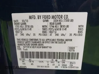 2013 Ford F-150 XL with VIN 1FTFX1EFXDFB89719, listed as a IAAI auction lot 42310707 with 142,977 mi miles and . Bid and sale history available at DreamBid. Image 9.