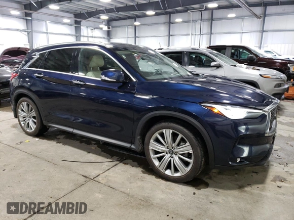 2021 Infiniti QX50 SENSORY with VIN 3PCAJ5CB4MF100086, listed as a Copart auction lot 37110813 with 11,250 mi miles. Bid and sale history available at carsss.com. Image 4.