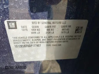 2016 Chevrolet Malibu LT with VIN 1G1ZE5ST6GF177407, listed as a IAAI auction lot 39508592 with 111,532 mi miles and . Bid and sale history available at DreamBid. Image 9.