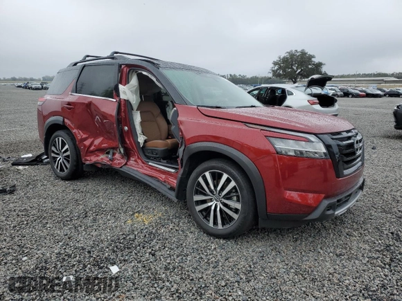 2024 Nissan Pathfinder Platinum with VIN 5N1DR3DH9RC210841, listed as a Copart auction lot 46792795 with 23,164 mi miles and Salvage title. Bid and sale history available at DreamBid. Image 4.