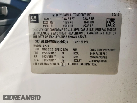 2010 GMC Terrain SLE-2 with VIN 2CTALDEW8A6355897, listed as a Copart auction lot 49348225 with 0 mi miles and Clean Title. Bid and sale history available at carsss.com. Image 12.