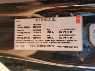 2018 Tesla Model 3 Long Range Battery with VIN 5YJ3E1EB9JF068279, listed as a Copart auction lot 54244155 with 126,279 mi miles and Clean Title. Bid and sale history available at DreamBid. Image 12.