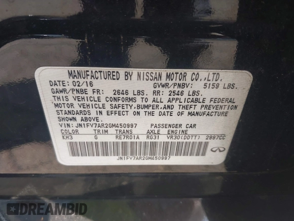 2016 Infiniti Q50 Red Sport 400 с VIN JN1FV7AR2GM450997, выставлен на аукционе IAAI как лот 42518049 с пробегом 144 196 миль миль и . История ставок и продаж доступна на DreamBid. Изображение 9.