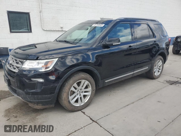 2018 Ford Explorer XLT with VIN 1FM5K8D84JGB94843, listed as a Copart auction lot 55755645 with 104,709 mi miles and Salvage title. Bid and sale history available at DreamBid. Image 1.