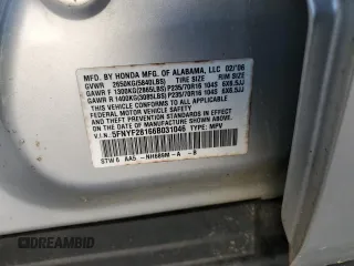 2006 Honda Pilot LX z VIN 5FNYF28166B031046, wystawiony jako Copart lot #51090455 z przebiegiem 284 744 mil mil oraz Czysty tytuł • Clean title. Historia ofert i sprzedaży dostępna na DreamBid. Obrazek 13.