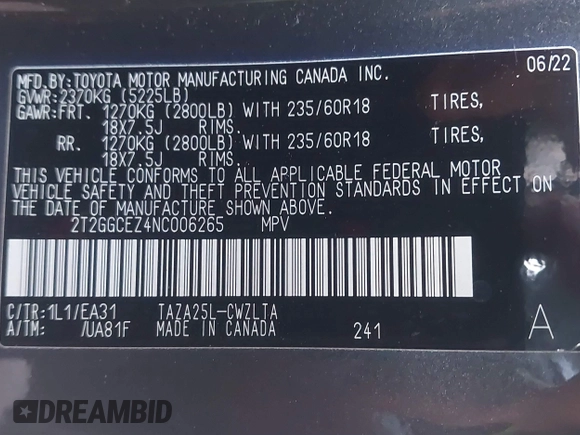 2022 Lexus NX with VIN 2T2GGCEZ4NC006265, listed as a IAAI auction lot 39411215 with 5,481 mi miles. Bid and sale history available at carsss.com. Image 9.