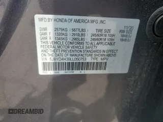 2020 Acura MDX z VIN 5J8YD4H39LL050753, wystawiony jako Copart lot #60308785 z przebiegiem 67 818 mil mil oraz Szkoda całkowita • Salvage title. Historia ofert i sprzedaży dostępna na DreamBid. Obrazek 13.