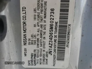 2005 Nissan 350Z Touring with VIN JN1AZ34D65M602736, listed as a Copart auction lot 46899355 with 178,001 mi miles and Salvage Title. Bid and sale history available at carsss.com. Image 14.