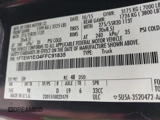 2015 Ford F-150 XLT with VIN 1FTEW1EG4FFC91835, listed as a IAAI auction lot 42126301 with 142,733 mi miles. Bid and sale history available at carsss.com. Image 9.