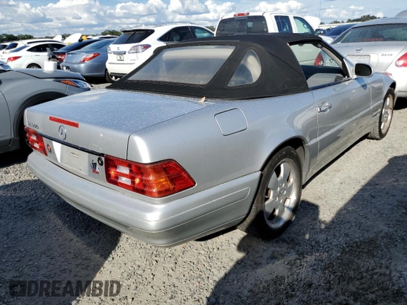 1999 Mercedes-Benz SL-Class with VIN WDBFA68F0XF176572, listed as a Copart auction lot 74715254 with 0 mi miles and Salvage Title. Bid and sale history available at carsss.com. Image 3.