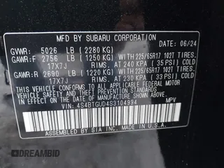 2025 Subaru Outback Wilderness with VIN 4S4BTGUD4S3104994, listed as a IAAI auction lot 41674112 with 12,265 mi miles. Bid and sale history available at carsss.com. Image 9.