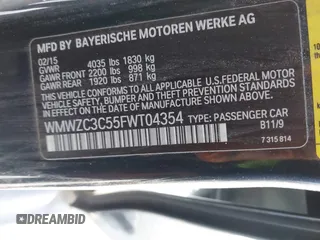 2015 MINI Countryman S with VIN WMWZC3C55FWT04354, listed as a IAAI auction lot 41346143 with Not provided miles and . Bid and sale history available at DreamBid. Image 9.