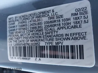 2021 Honda CR-V EX-L with VIN 5J6RW2H85MA010741, listed as a IAAI auction lot 41296406 with 17,309 mi miles. Bid and sale history available at carsss.com. Image 9.