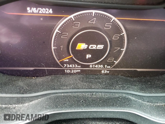 2019 Audi SQ5 Premium Plus with VIN WA1B4AFY8K2023480, listed as a Copart auction lot 52911634 with 73,433 mi miles and Salvage Title. Bid and sale history available at DreamBid. Image 9.