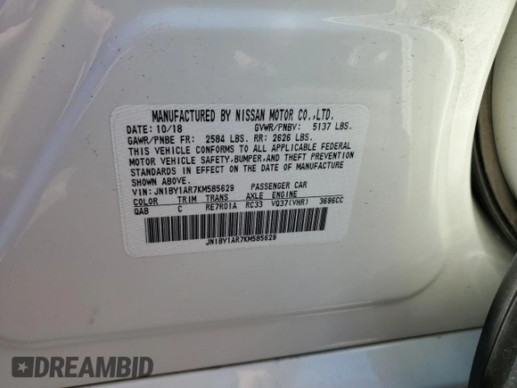 2019 Infiniti Q70 Luxe with VIN JN1BY1AR7KM585629, listed as a Copart auction lot 49665645 with 47,755 mi miles and Salvage Title. Bid and sale history available at DreamBid. Image 13.