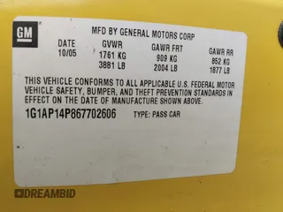 2006 Chevrolet Cobalt with VIN 1G1AP14P867702606, listed as a IAAI auction lot 41920504 with 170,107 mi miles and . Bid and sale history available at DreamBid. Image 9.
