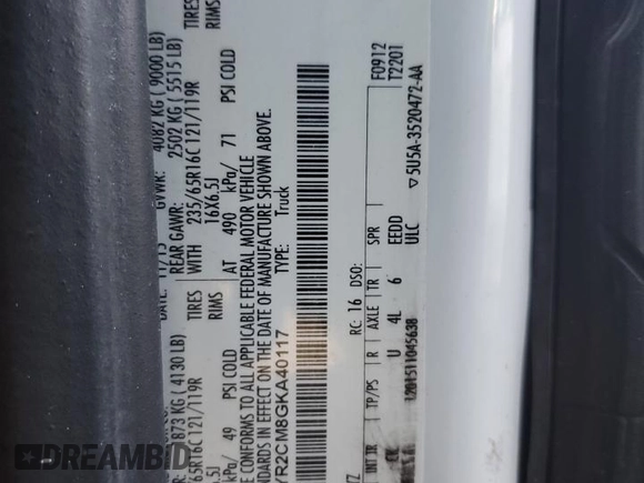 2016 Ford Transit Cargo z VIN 1FTYR2CM8GKA40117, wystawiony jako Copart lot #42287895 z przebiegiem Nie podano mil oraz Szkoda całkowita • Salvage title. Historia ofert i sprzedaży dostępna na DreamBid. Obrazek 12.
