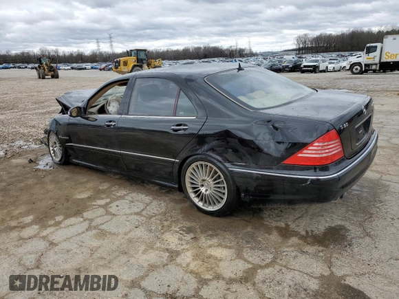 2004 Mercedes-Benz S 55 AMG with VIN WDBNG74J04A407814, listed as a Copart auction lot 47820895 with 57,096 mi miles and Salvage Title. Bid and sale history available at DreamBid. Image 2.