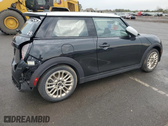 2025 MINI Hardtop Cooper S with VIN WMW23GD0XS2W26775, listed as a Copart auction lot 52383765 with 36 mi miles and Salvage Title. Bid and sale history available at DreamBid. Image 3.