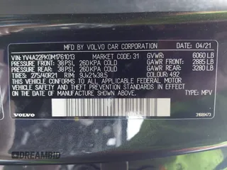 2021 Volvo XC90 Momentum with VIN YV4A22PK0M1761013, listed as a IAAI auction lot 42502579 with 70,914 mi miles and . Bid and sale history available at DreamBid. Image 9.