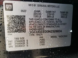 2022 Chevrolet Silverado 1500 RST with VIN 1GCUDEED0NZ528834, listed as a Copart auction lot 48775355 with 47,870 mi miles and Salvage Title. Bid and sale history available at carsss.com. Image 13.