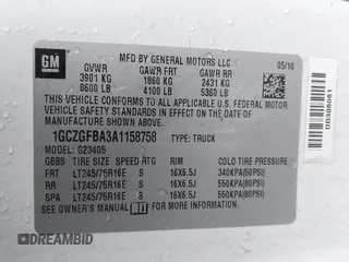 2010 Chevrolet Express Cargo with VIN 1GCZGFBA3A1158758, listed as a IAAI auction lot 41480795 with 240,053 mi miles and . Bid and sale history available at DreamBid. Image 9.