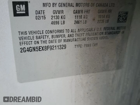 2015 Buick Regal Premium I with VIN 2G4GN5EX8F9211329, listed as a Copart auction lot 49817745 with 196,877 mi miles and Salvage Title. Bid and sale history available at carsss.com. Image 13.