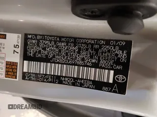 2009 Toyota Prius with VIN JTDKB20U697885746, listed as a IAAI auction lot 41778417 with 0 mi miles. Bid and sale history available at carsss.com. Image 9.