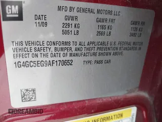 2010 Buick LaCrosse CXL with VIN 1G4GC5EG9AF170652, listed as a IAAI auction lot 41530096 with 189,485 mi miles. Bid and sale history available at carsss.com. Image 9.