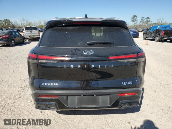 2025 Infiniti QX60 with VIN 5N1AL1FRXSC331074, listed as a Copart auction lot 48482905 with 7,769 mi miles and Salvage title. Bid and sale history available at DreamBid. Image 6.