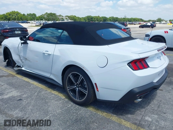 2025 Ford Mustang EcoBoost with VIN 1FAGP8UH4S5105984, listed as a IAAI auction lot 42144715 with 3,573 mi miles. Bid and sale history available at carsss.com. Image 3.