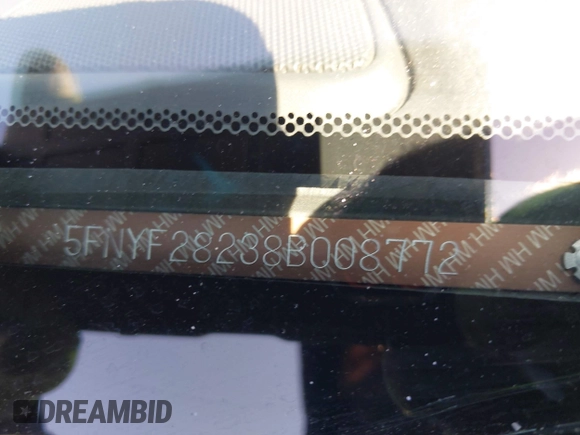 2008 Honda Pilot VP with VIN 5FNYF28238B008772, listed as a IAAI auction lot 42014263 with 110,239 mi miles and . Bid and sale history available at DreamBid. Image 9.